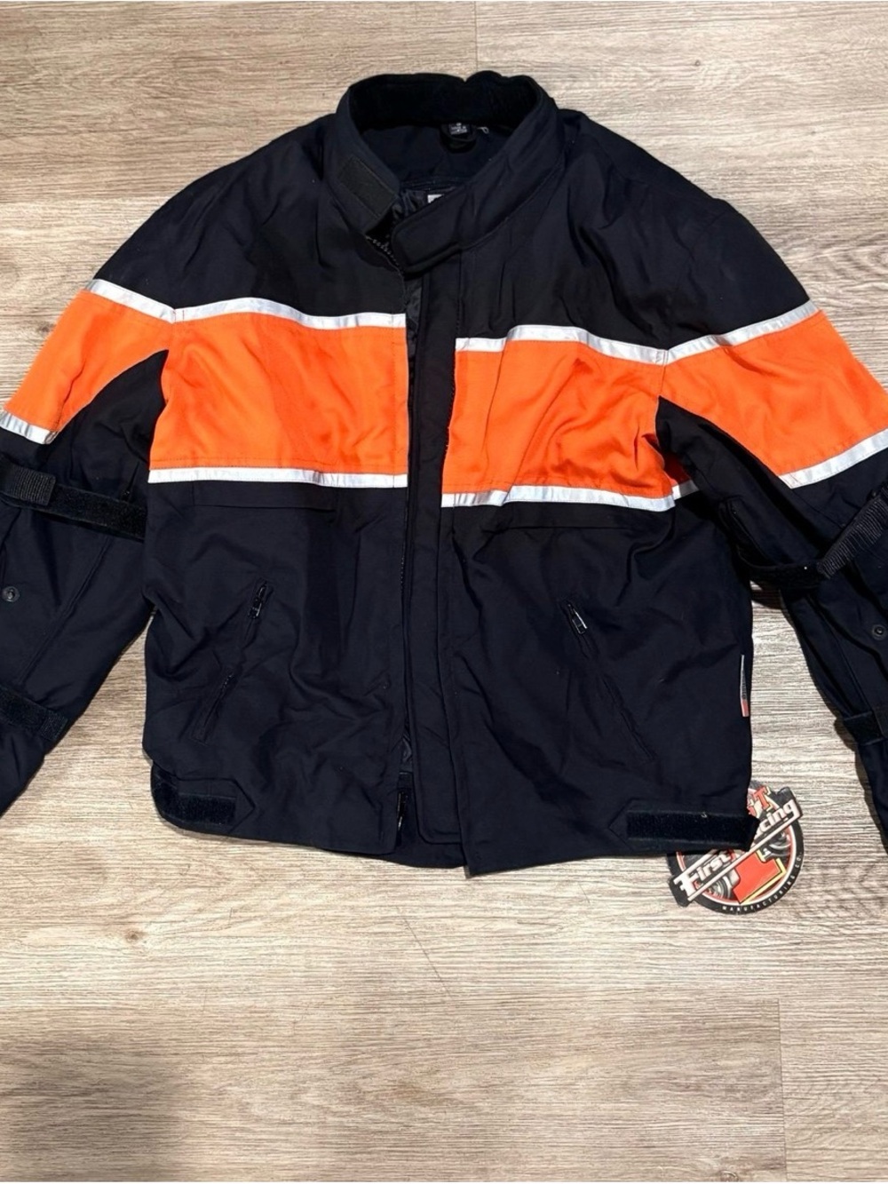 First Racing Motorcycle Jacket Men Small Thinsulate Long Sleeve Black Orange